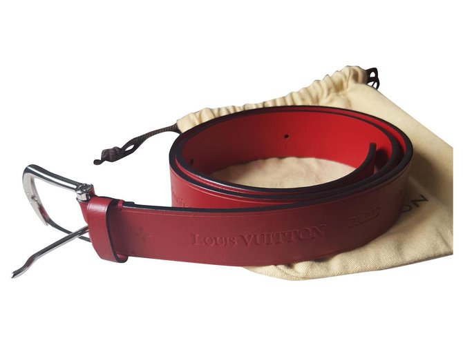 Louis Vuitton Cinturones Roja Cuero  ref.112144