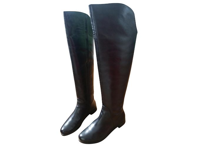 Autre Marque Högle Leder Overknee Stiefel Schwarz