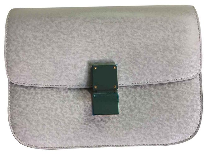 Céline celine classic box bag new medium never worn full set Grey Leather  ref.112165