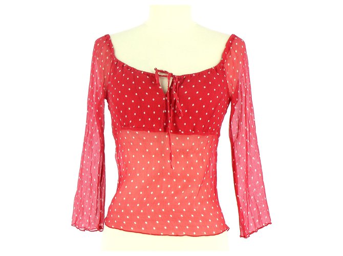 Tara Jarmon Wrap blouse Red Silk  ref.112382
