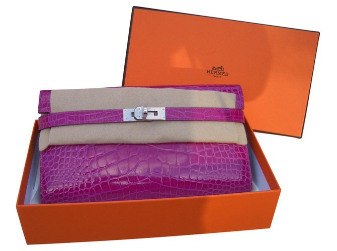 Hermès Kelly Alligator Pink Exotisches Leder  ref.112502