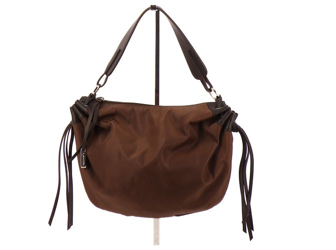 Lancel Handbag Chocolate Nylon  ref.112515