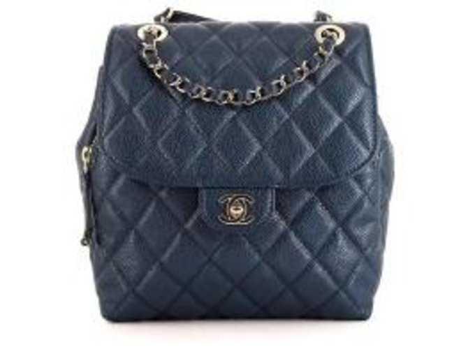 Chanel Leather Backpack Blue  ref.112627