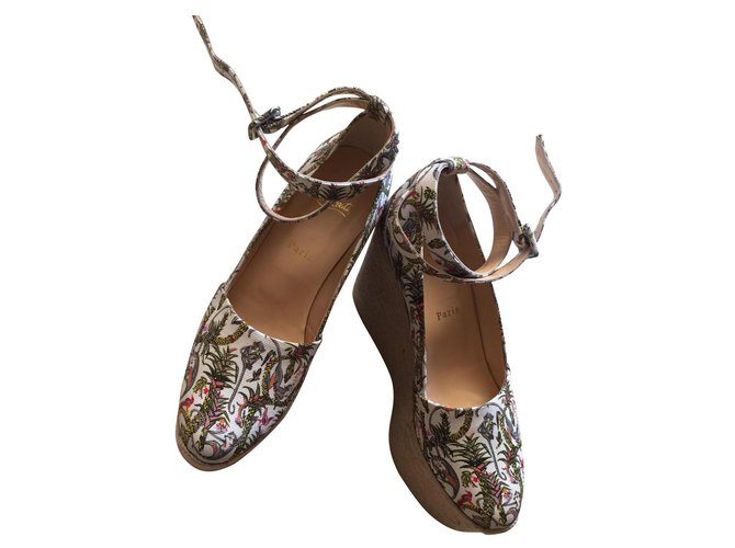 Christian Louboutin sneaker style - Camargue style pattern on printed fabrics Beige  ref.112643