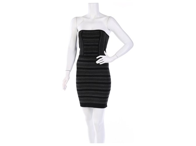 Bcbg Max Azria Dresses Black Grey Silk Elastane Nylon  ref.112785