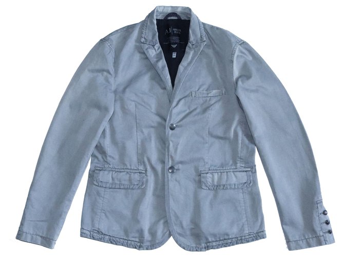 Armani Jeans Blazers Jackets Grey Cotton  ref.112787