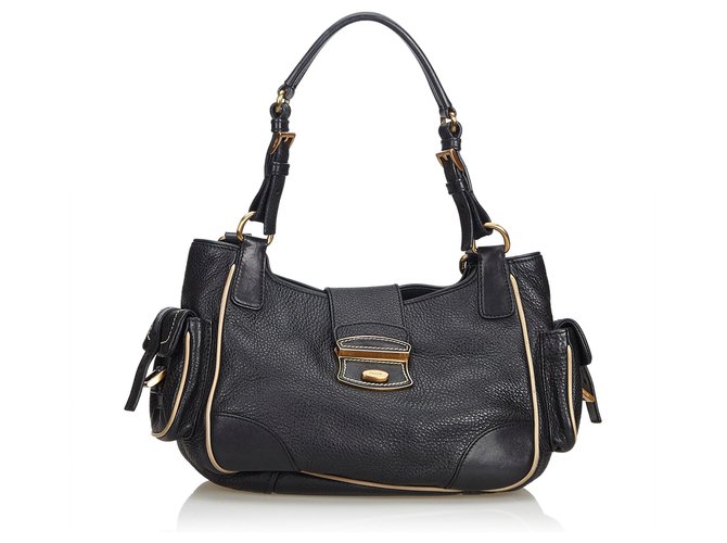 Prada Leather Shoulder Bag Black  ref.112863
