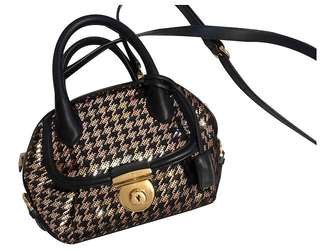 Borsa Salvatore Ferragamo Mini Flamma Nera e Oro Nero
