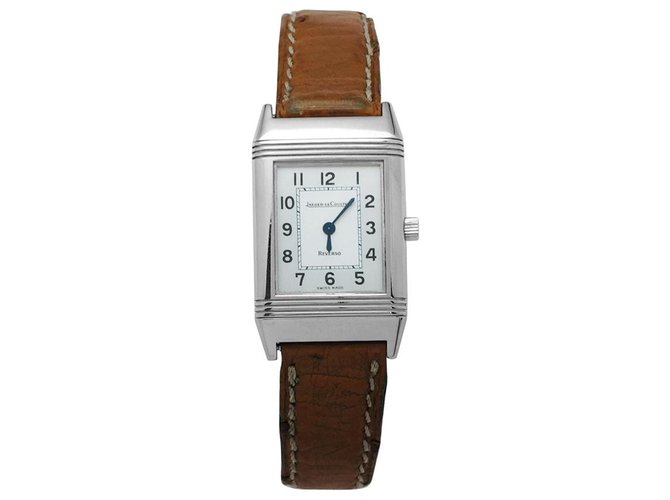 Jaeger Lecoultre "Reverso" watch in steel on leather.  ref.113038