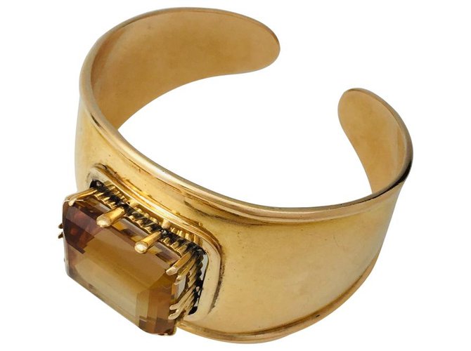 inconnue Yellow gold and citrine cuff bracelet.  ref.113064
