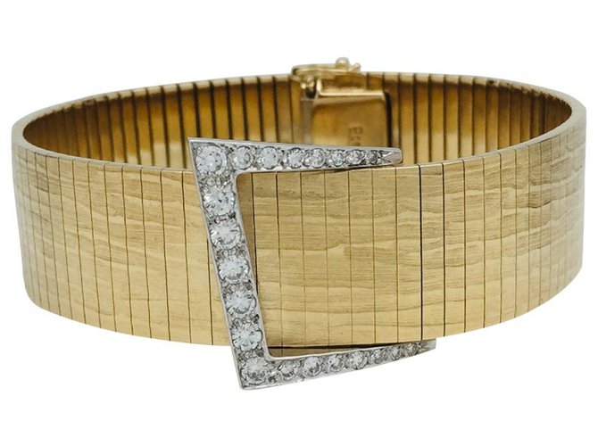 inconnue Two gold and diamond belt bracelet. White gold Yellow gold  ref.113083