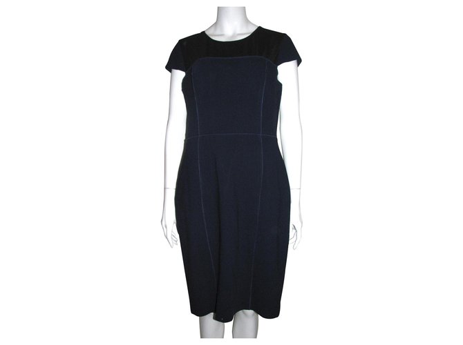 Vera Wang (ligne principale) robe noire et bleue Polyester Acetate  ref.113133