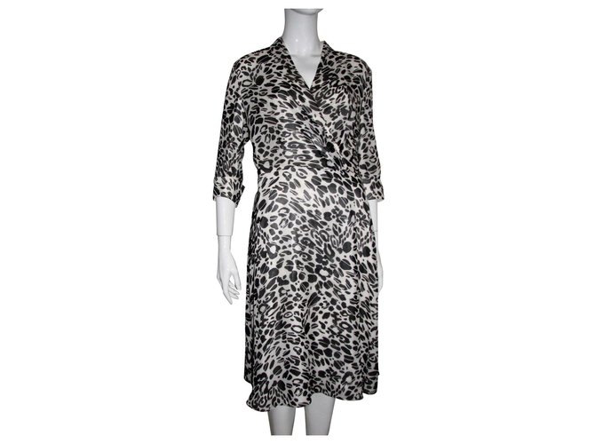 Escada Silk dress with silk lining Black White  ref.113146