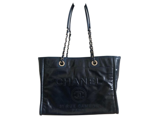 Chanel Deauville Blau Leder  ref.113157