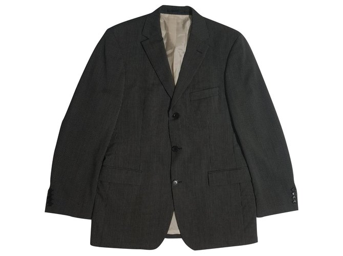 Hugo Boss Blazers Jackets Black Dark grey Wool  ref.113161