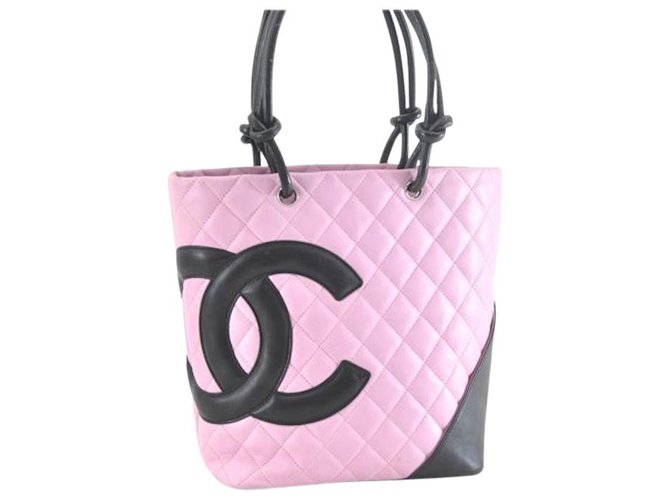 Chanel Cambon-Einkaufstasche Pink Leder  ref.113280