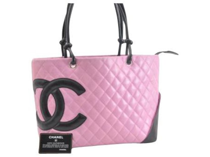 Chanel Cambon-Einkaufstasche Pink Lackleder  ref.113283