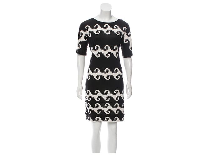 Diane Von Furstenberg Vestido DvF Cyrani de seda Negro Blanco