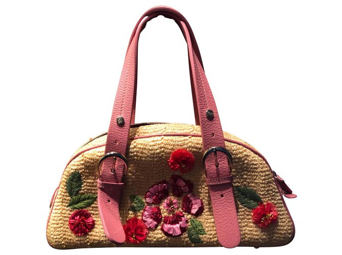 Christian Dior, Wicker Bag Limited Edition Rahmen Pink Stroh  ref.113346