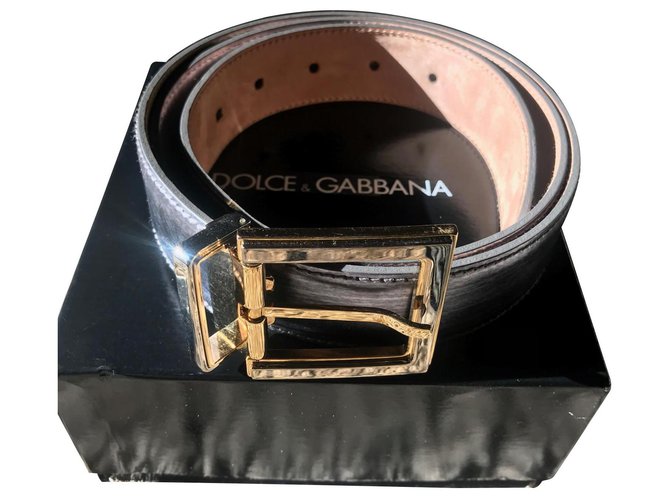 Dolce & Gabbana CINTURA VERIS DOLCE GABBANA GRIGIA Grigio antracite Pelle verniciata  ref.113359