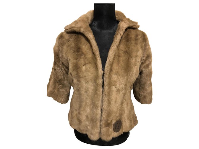 Fendi Coats, Outerwear Beige Fur  ref.113370