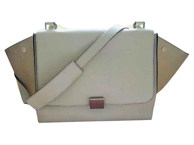 Bolso Céline Trapeze de Cuero Eggshell Blanco roto