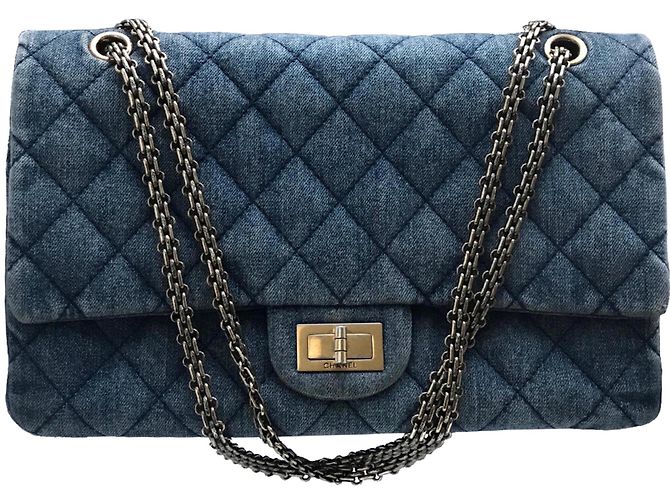 Chanel con scatola jumbo 2.55 Reissue 227 Blu