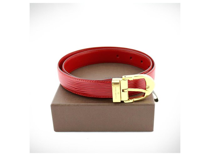 Louis Vuitton cinto Vermelho Couro  ref.113422