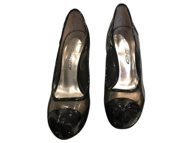 Escarpins Dsquared2 en cuir verni noir à clous