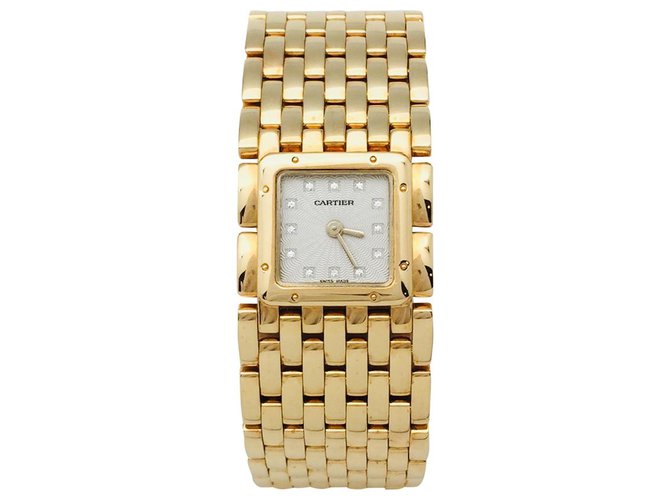 Cartier "Panther ribbon" watch in yellow gold and diamonds.  ref.113460