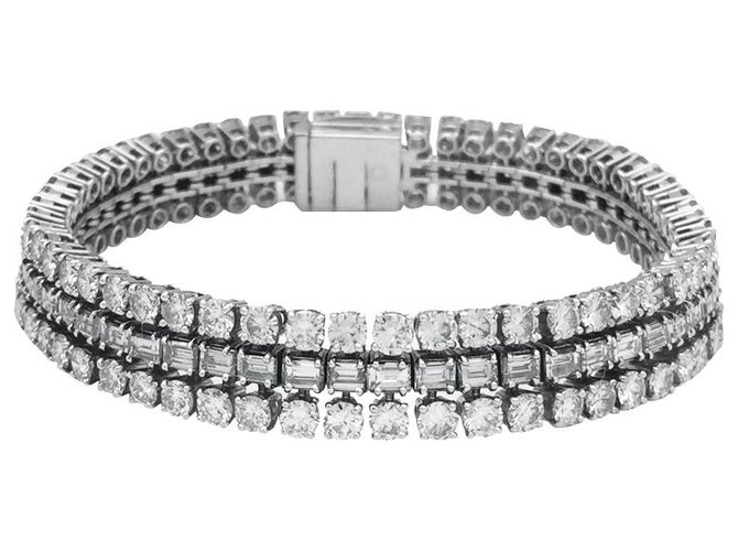 inconnue Bracelet lignes diamants en or blanc et platine.  ref.113469