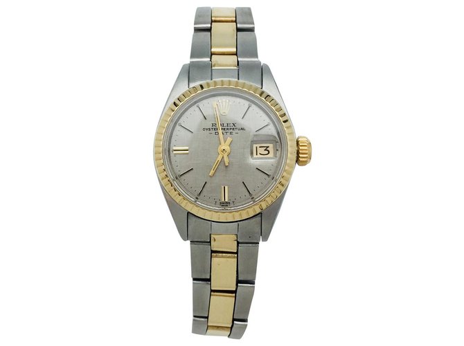 Relógio Rolex "Oyster Perpetual Date" em aço e ouro amarelo.  ref.113503