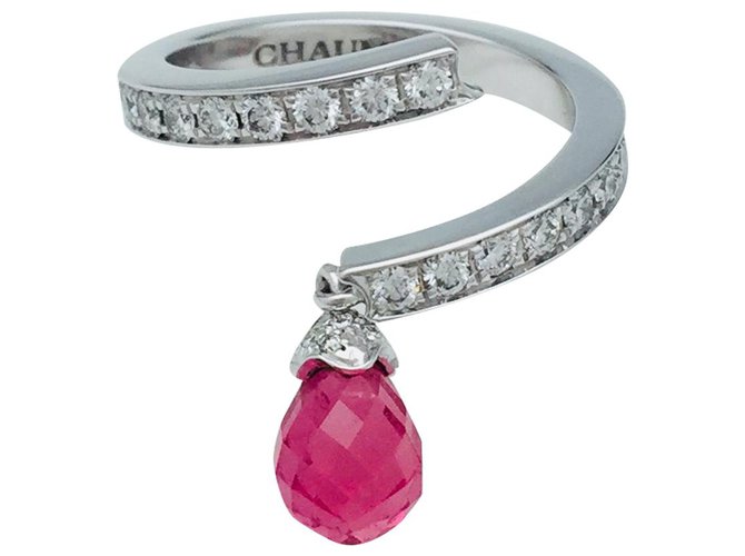 Chaumet ring in white gold,"Thrill", diamonds and tourmaline.  ref.113510