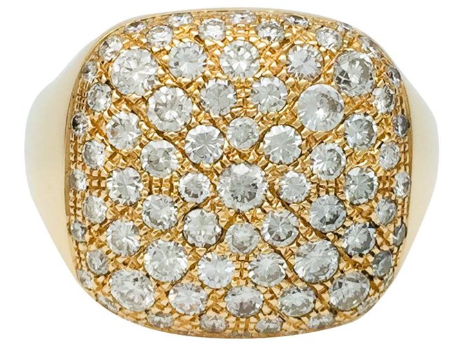inconnue Yellow gold ring, paving with diamonds.  ref.113515