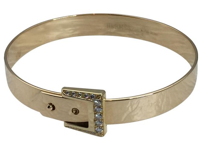 Hermès "Belt" bracelet in yellow gold, diamonds.  ref.113522