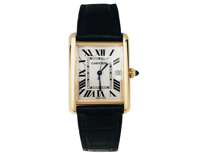 Cartier "Tank Louis Cartier" watch in yellow gold. Leather  ref.113539