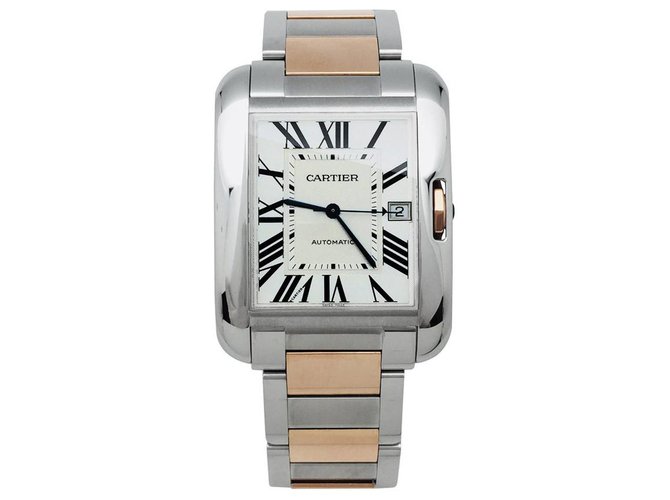 Cartier watch, "English Tank XL",  rose gold and steel.  ref.113541