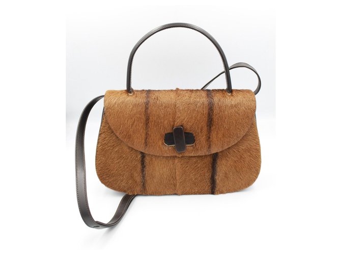 Gucci bamboo Brown Leather  ref.113576