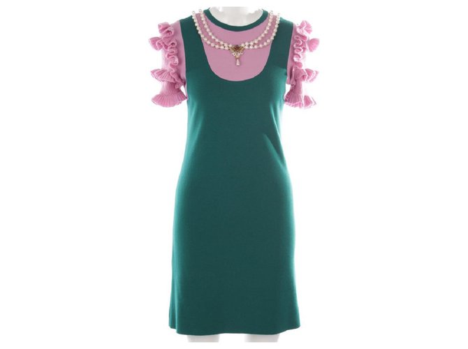 Gucci Dresses Pink Green Wool  ref.113595