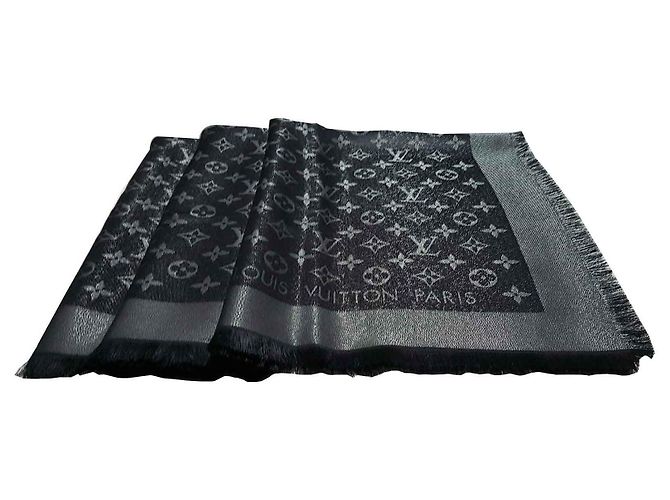 Louis Vuitton Sciarpa Monogram Nero Seta