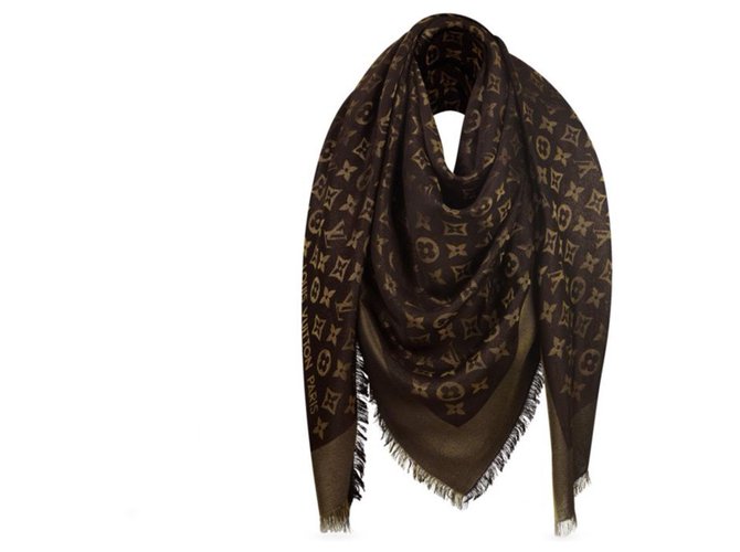 Louis Vuitton Sciarpa Monogram Marrone Seta