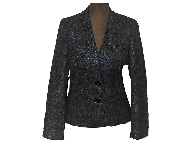 Giacca in lana Gerard Darel nera e argento 40 Nero Grigio Grigio antracite