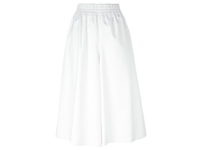 Céline Pantalons, leggings Coton Blanc  ref.113678