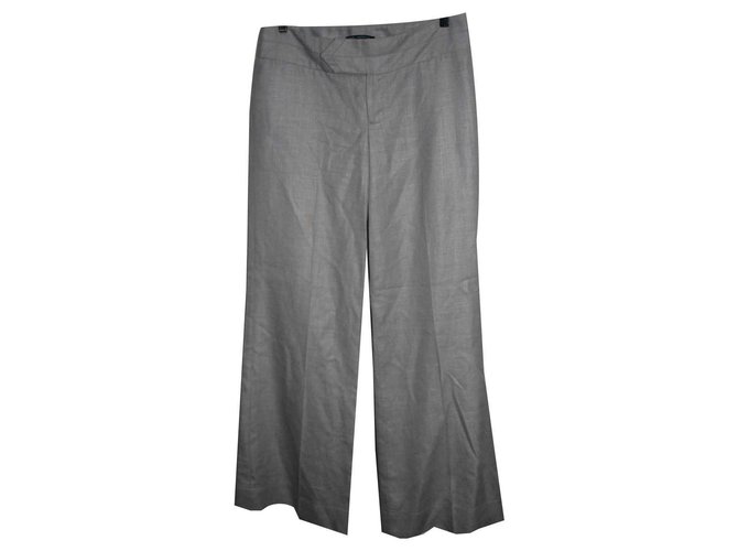 Pantalones de mezcla de lino de K by Karl Lagerfeld Gris Poliéster Lana  ref.113723