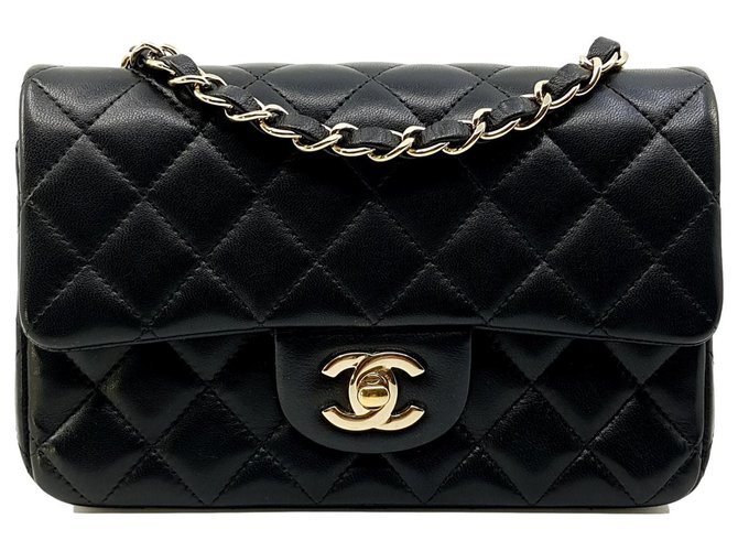 Chanel Rectángulo pequeño negro TIMELESS 20X13, hardware de oro pálido Cuero  ref.113728