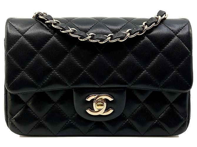 Chanel Schwarzes kleines Rechteck TIMELESS 20x13, hellgoldene Hardware