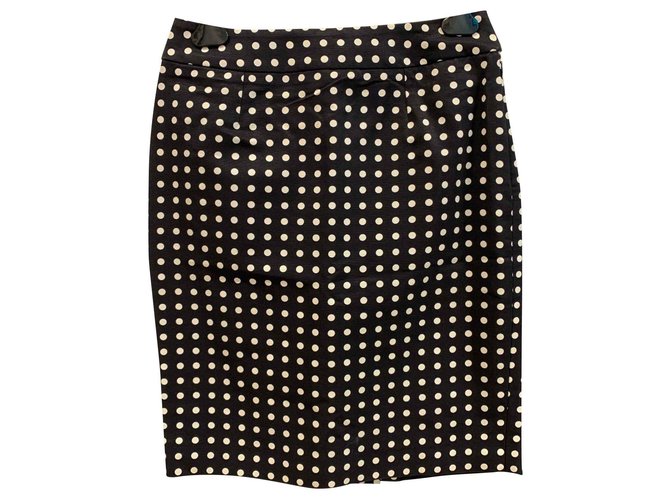 Yves Saint Laurent Dots cotton skirt Black  ref.113757