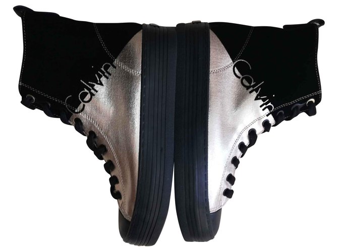 Nuove sneakers alte di Calvin Klein Nero D'oro Nubuck  ref.113802