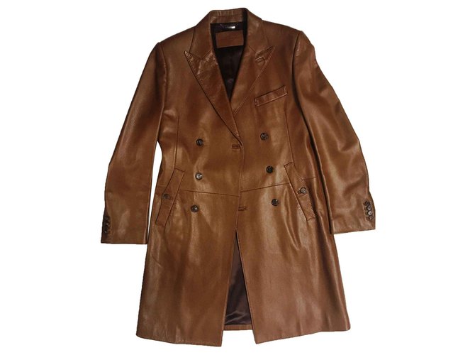 Dolce & Gabbana leather coat Beige  ref.113809