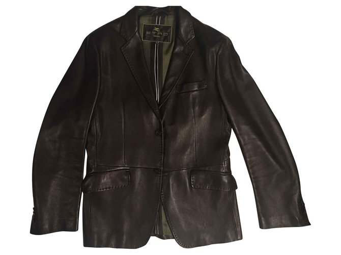Blazer style leather jacket - Etro Brown  ref.113811